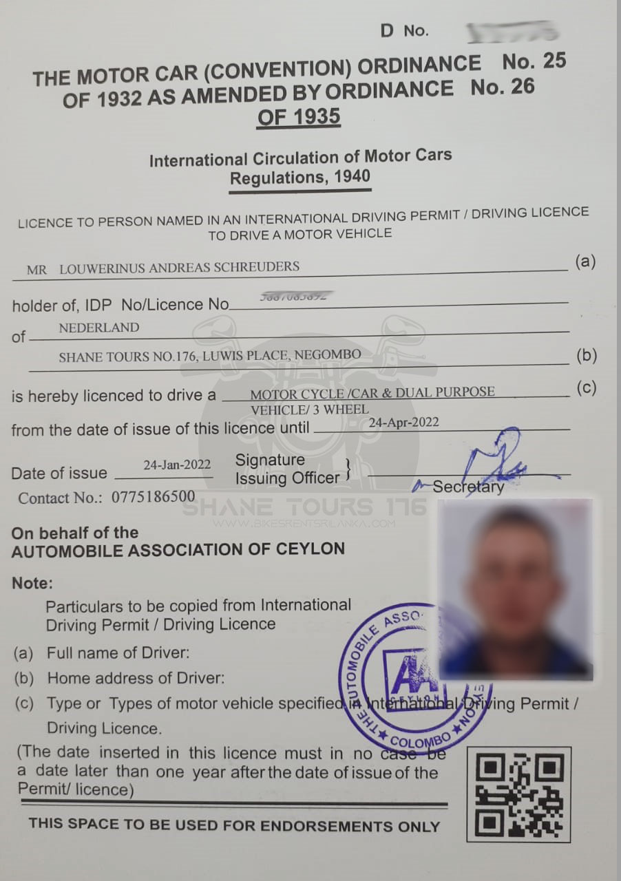 Temporary driving license(€35)